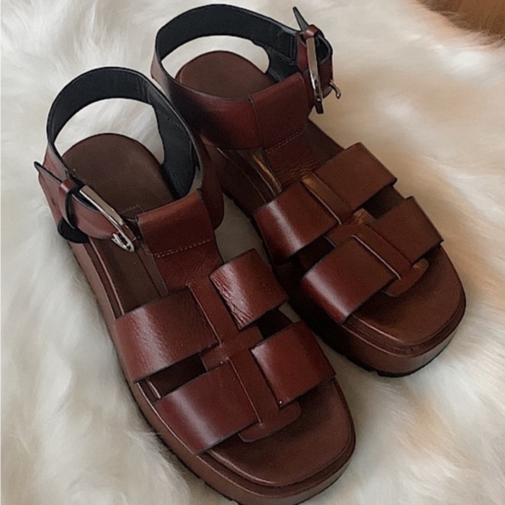 ZARA Chunky Sandals Platform Brown Size 8